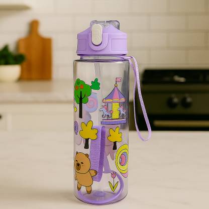 Inox Water Bottle with Straw 750 ml Water Bottle (Set of 1, Multicolor)