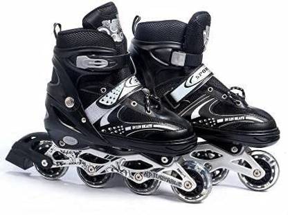 BJIK Inline Roller Skates for Boys & Girls 7 to 14 Years Adjustable Skating Shoes In-line Skates - Size 6-9 UK