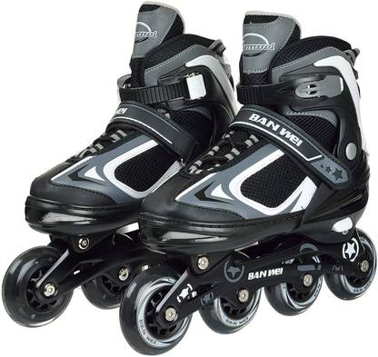 JD FRESH Adjustable Size Inline Skates with LED Age 7 to14 Years Shoe Skates - Size 7-9 UK