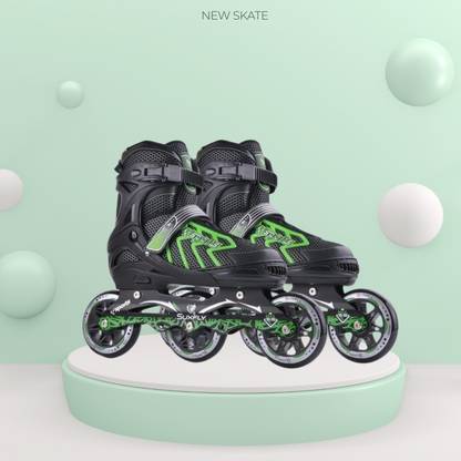 HouseOfCommon Best Inline Skates 3 Wheels Skating Shoes with Adjustable Size for Kids In-line Skates - Size 2025-08-05 UK