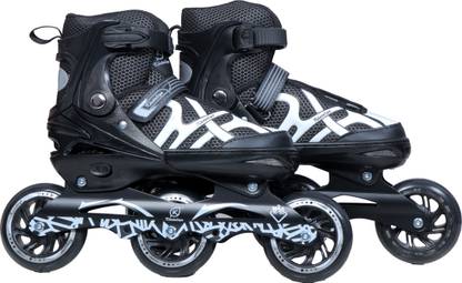 KOJERAFASHION Skates with PU Flashing Wheel Aluminum Body 3 Wheel Skates Shoe Skates - Size Age 7-16 Years UK