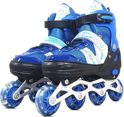 Baba Fab Skating Shoes for Kids | Adjustable Inline Skates Set with Helmet & Pads In-line Skates - Size 6-9 UK