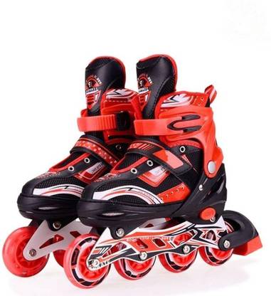JD ENTERPEISE Inline Skates For Adjustable PU Wheels with Aluminum-Alloy For Age 7-11 Year Kid In-line Skates - Size 6-9 UK