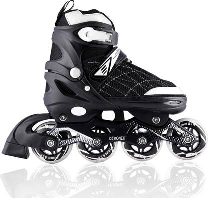 Konex 4 Wheel Inline Skates | Adjustable PU Wheel Roller Skating Shoes (XXL: 43-45) In-line Skates - Size X. Extra Large US