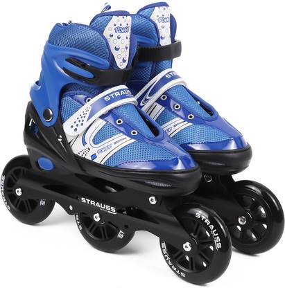 Strauss Adjustable Inline Skates (Blaze) | Skating Shoes | PU 3 Wheels|(For 12+ Years)| In-line Skates - Size UK (7-11) UK