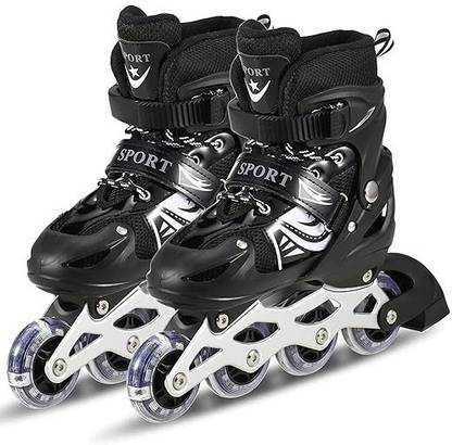 slenderopal Inline for Boys 10 to 14 Years Roller Skate Shoes black In-line Skates - Size 6 - 9 UK