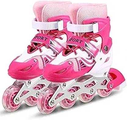 JR CLUB Inline Skates with PU Flashing Wheel Aluminum Body LED Light In-line Skating Toy In-line Skates - Size 6-9 UK