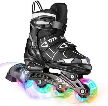 DolbyCreation Inline Skates with Sparkle Adjustable, Front Light up Wheels In-line Skates - Size 7 UK