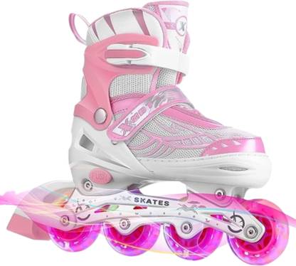 CountryLink Inline Skate Adjustable For Boy and Girl PU Flashing Wheels Pack With Carry Bag In-line Skates - Size 8-11 UK