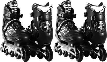 HHS SPORTS 3 in 1 Convertible, Adjustable Inline Skates Roller Inline Skates (Black) In-line Skates - Size 7-9 UK