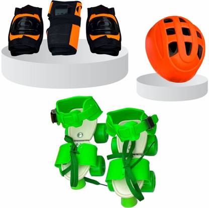 RAR SPORTS Unisex Dry Skate Combo (Skates+Helmet+Knee +Elbow+Wrist Support) (Age 3-8 yrs) Quad Roller Skates - Size 2 UK