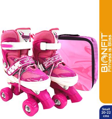 BIONFIT Adjustable Shoe Roller Skates with Toe Brake, Power Safety Strap, 5-8 years Shoe Skates - Size 1.5-3.5 UK