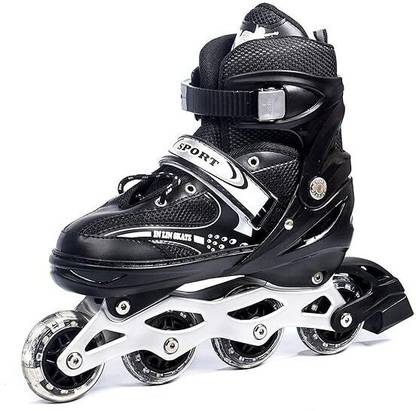 CountryLink Inline Skates Skating 5-15 Year PU Strong Aluminum Wheels & LED Light on Wheels In-line Skates - Size 8-11 UK