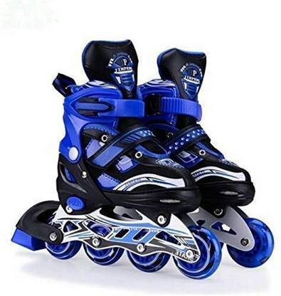ADONYX Adjustable Inline Skates with All Light up Wheels Unisex In-line Skates - Size 6-9 UK