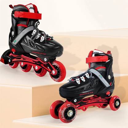 Jaspo Sparkle 2.0 Convertible inline/quad Skates adjustable, durable aluminum chassis, In-line Skates - Size 34-37 Euro