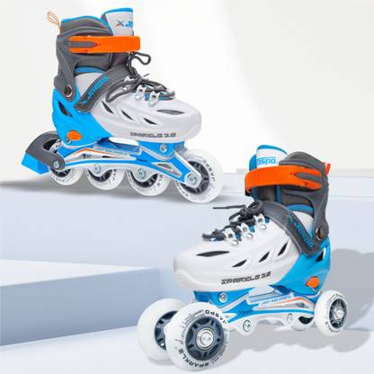 Jaspo Sparkle 2.0 Convertible inline/quad Skates adjustable, durable aluminum chassis, In-line Skates - Size 39-41 Euro