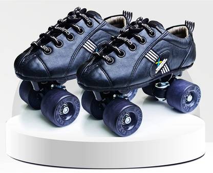 Jaspo Honda PRO 30 Quad Skates with Rubber Wheels Fixed Body Roller (Black) Shoe Skates - Size 8 UK