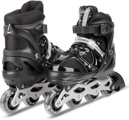 KOJERAFASHION Skates with PU Flashing Wheel Aluminum Body in-Line Skates003 Shoe Skates - Size Age 10-16 Years UK