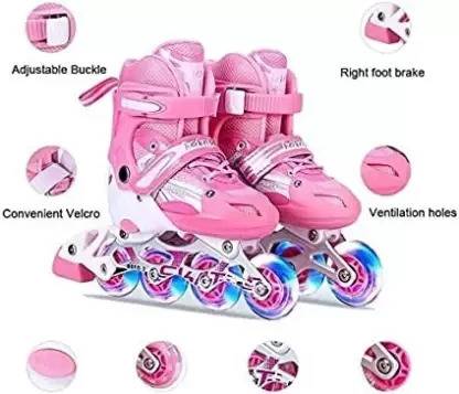 My Baby Love A PERFECT CARE Inline Skates Adult Adjustable Beginner Skating LED Flash In-line Skates - Size Adult UK