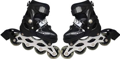 CountryLink Inline Skating High Adjustable Shoes 4 Wheeler Aluminum Body LED Flash Light In-line Skates - Size 8-11 UK