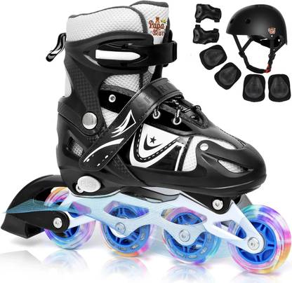 Papa Bear Adjustable Inline Skates Skating Shoes for Boys Kids Girls In-line Skates - Size 39-42 UK