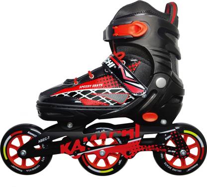 KAMACHI K-100 Adjustable Aluminium Alloy 100MM PU 3 wheels, ABEC-7 Bearings In-line Skates - Size 10-12 UK