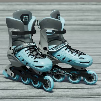 Lifelong 4 wheel Adjustable Inline Skates for Boys & Girls - Liner Roller Skates (Size-L) In-line Skates - Size 6-8 UK
