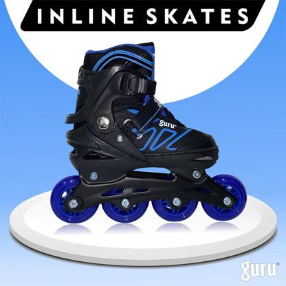 Happiory Inline Skates Adjustable Black and Blue Medium Size In-line Skates - Size M UK