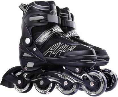 HHS SPORTS Adjustable Performance Inline Skates with Front LED Flash Light up Wheels(Black) In-line Skates - Size 7-9 UK