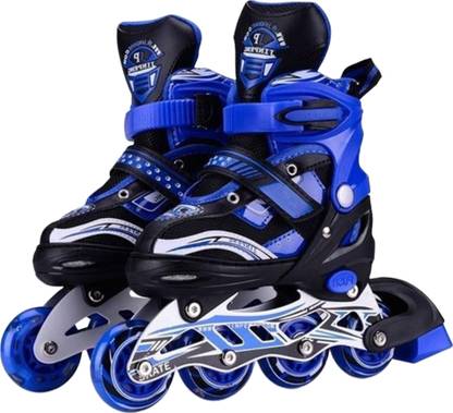 DolbyCreation Inline Skates with Sparkle Adjustable, Front Light up Wheels In-line Skates - Size 7 UK