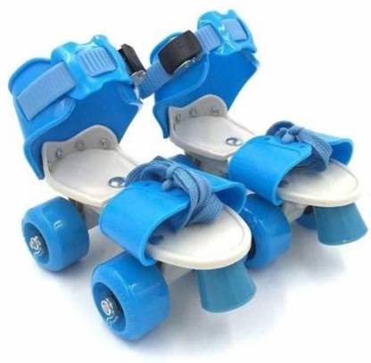 NAVRANGI Quad RollerSkates with front break adjustable size for kids age 5-12 years Quad Roller Skates - Size 5-12 UK (Blue) Quad Roller Skates - Size 5-12 UK (Blue) Quad Roller Skates - Size 5-12 UK