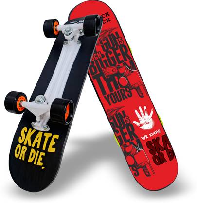 Jaspo Black Duck Fibre (26" X 6.5") Fully Assembled Skateboard (Suitable for All Age Group) - RED DEVIL 26.5 inch x 6.5 inch Skateboard
