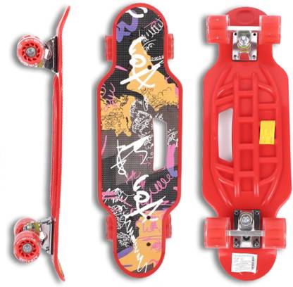Strauss Edge Cruiser Skateboard | Longboard | PU Wheels with LED Light | 8 inch x 31 inch Skateboard