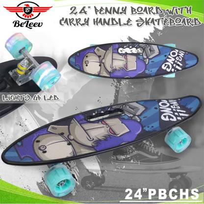 BELEEV Cruiser Skateboard Penny Board | Casterboard Skate Boards For Kids Skating 6 inch x 24 inch Skateboard