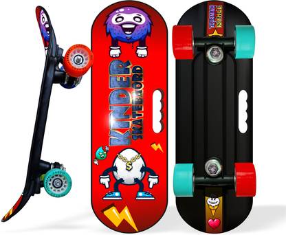 Jaspo Kinder Junior Skateboard for Kids Upto 7 Years Age (Funky Rider) 18 inch x 6 inch Skateboard