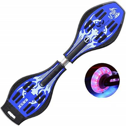 Manhir Enterprise Wave Board | Caster Board | Ripstick | Skate Board 30 X 9 Inch with Carry Bag & 80mm Illuminating PU Wheels with 100KG Capacity (Black Fire) (Special Edition Wave Board) 10 inch x 20 inch Skateboard 10 inch x 20 inch Skateboard ( Pack of 1) 20 inch x 10 inch Skateboard