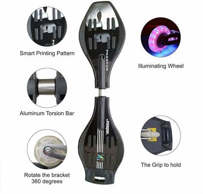 CountryLink Aluminum 360 Degree Rotating Wave board with Waterproof carry bag with LED Light 9 inch x 5 inch Skateboard