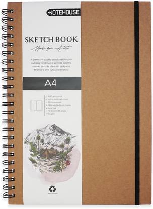 NOTEHOUSE A4 Sketchbook 140 GSM Spiral-Bound Acid-Free Drawing Book (Kraft, 29.7x21 cm) Sketch Pad