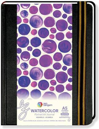 Zen Sangam Express your Mind ' Watercolor Journal (50 Pages) - 245GSM 20% Cotton Cold Pressed Watercolour Paper - Watercolor Book Sketch Pad