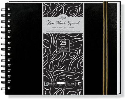 Zen Sangam Express your Mind A4 Spiral 250 GSM Black Paper Sketchbook-Landscape Smooth Surface Sketch Pad
