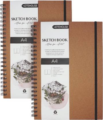 NOTEHOUSE \A4 Sketchbook Acid-Free Unruled Drawing Notebook (Kraft, 29.7x21 cm) Sketch Pad