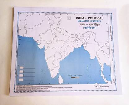 INDIA POLITICAL MAP SIZE - A4 65 GSM, PROJECT PAPER (Set of 100, WHITE,BLUE) Paper Print