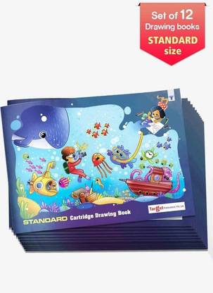 Target Publications Drawing Book Standard Size | Sketch Pad for Kids, Students and Artists | White Blank Cartridge Papers (34 Pages) | 34.5 cm x 24 cm Approx | Soft Cover | Best Premium Experience for Drawing, Colouring and Painting | Pack of 12 Sketch Pad