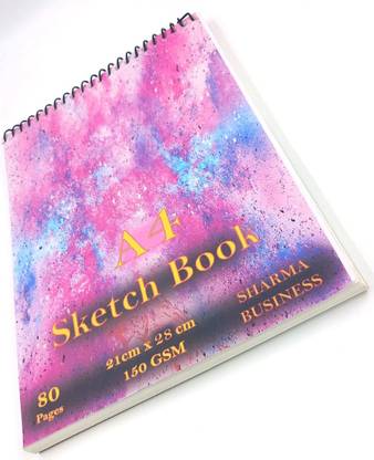 Redge A4 Sketch Book For Drawing, Sketchig 80 Pages Set of 1, Smooth 150 GSM Size A4 Sketch Pad