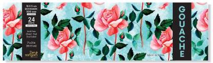 Zen Sangam Express your Mind Artists’ - Bookmark Gouache Glued Sketch Paper Pad - 300 GSM - Cold Pressed - (24 Sheets) - Rough Grain Surface - Size (18x5cm) - Gouache Book Sketch Pad