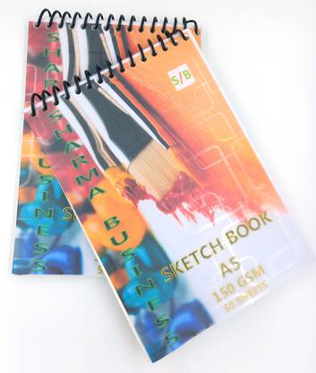 SHARMA BUSINESS A5 Sketch Book For Kids, Artists For Drawing &Sketching Pack of 2, 50 Sheets Sketch Pad