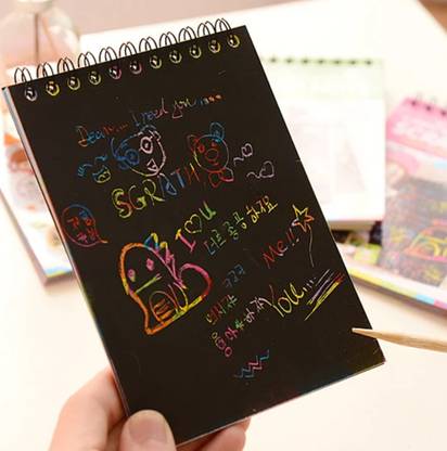 Zest4u Magic Scratch Book Scratch Art Painting Paper with Drawing Stick Sketch Pad