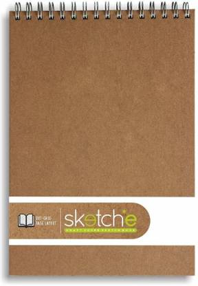 ANUPAM Sketch-E Sketchbook Hard Cover Wireo Plain & Dot-Grid On One Side A4 140GSM Sketch Pad