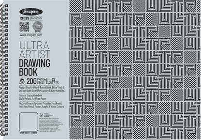 ANUPAM Ultra Artist Book A4 Wiro Bound Sketchbook Acid Free White Paper 200Gsm Sketch Pad
