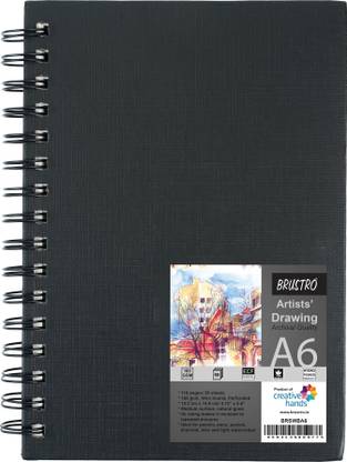 BRuSTRO Artists Wiro Bound Sketchbook, A6 Size, 116 Pages, 160 GSM Sketch Pad